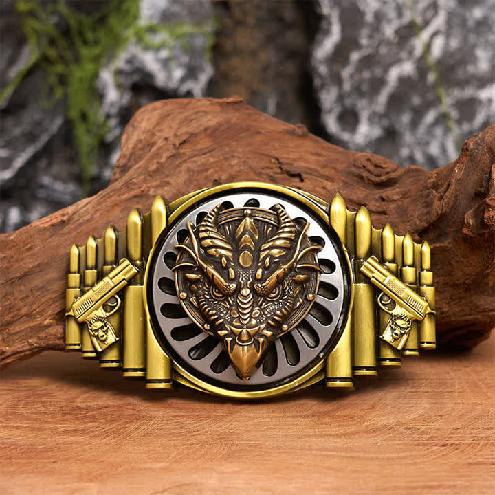 Ceinture en cuir à boucle rotative DIY en bronze avec dragon à bec pointu - Dragon à bec pointu - Sans ceinture - Ceinture non incluse - image 1