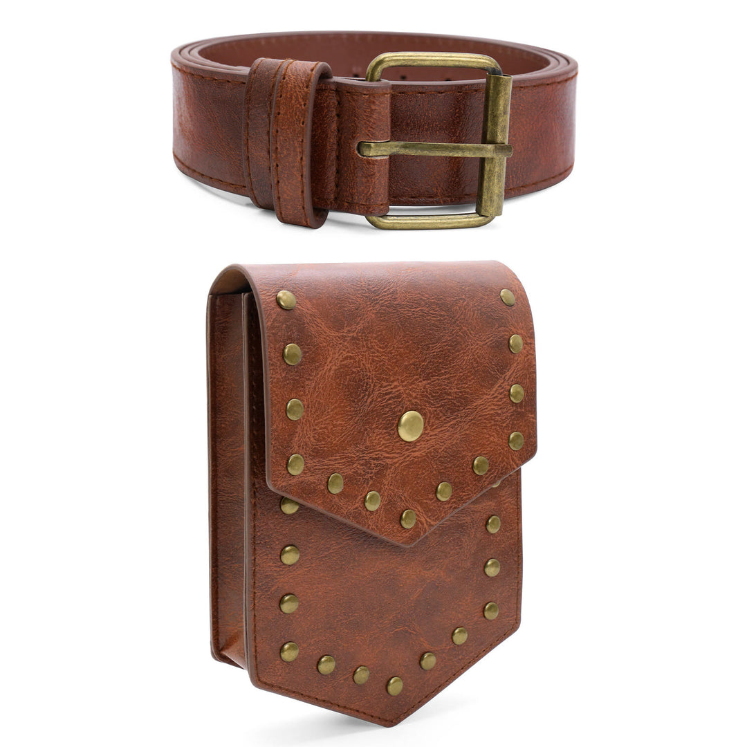 Ceinture de cosplay d'Halloween de style médiéval avec sac ceinture à rivets - image 3