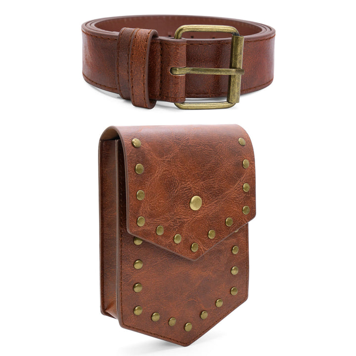Ceinture de cosplay d'Halloween de style médiéval avec sac ceinture à rivets - image 3