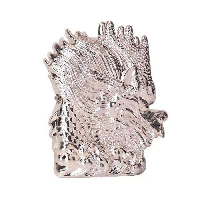 Briquet à kérosène coupe-vent exquis en forme de dragon empereur doré - Argent - image 6