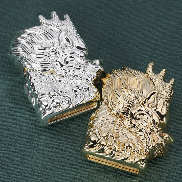 Briquet à kérosène coupe-vent exquis en forme de dragon empereur doré - image 4