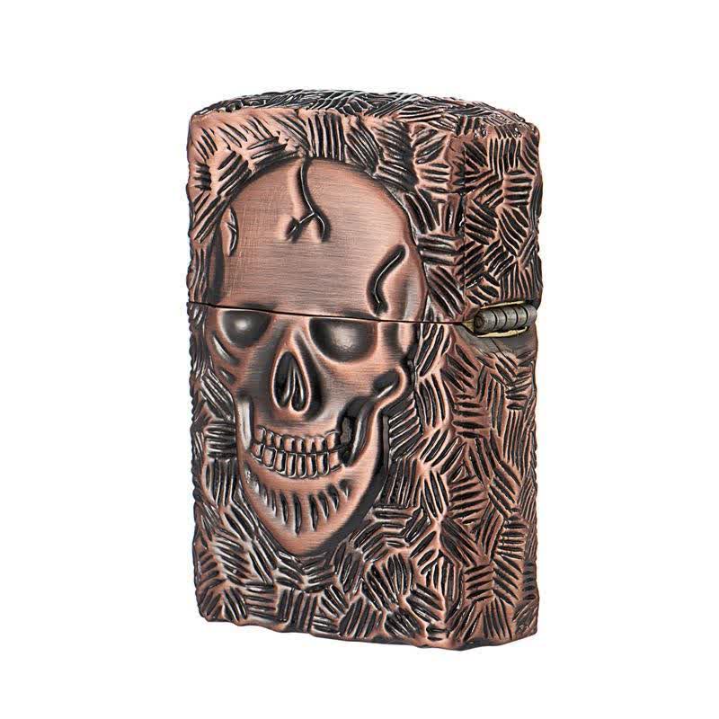 Briquet à kérosène rechargeable à motif squelette d'Halloween - Bronze rouge - image 5