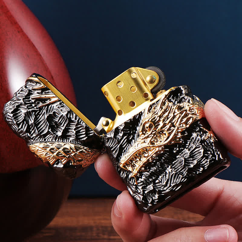 Briquet à pétrole rechargeable Tonardo Dragon doré et noir - image 6