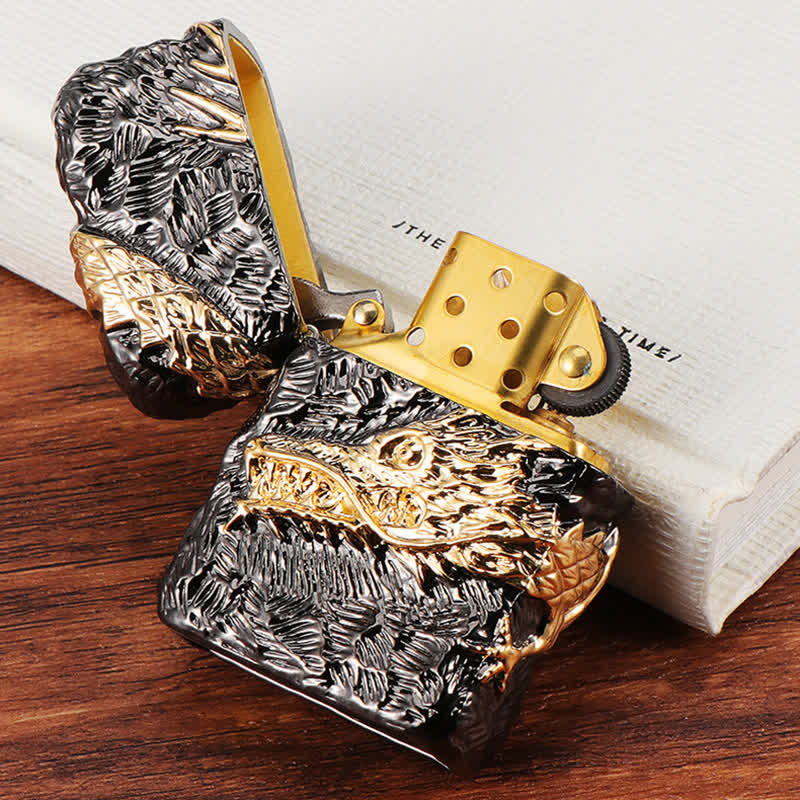 Briquet à pétrole rechargeable Tonardo Dragon doré et noir - image 10