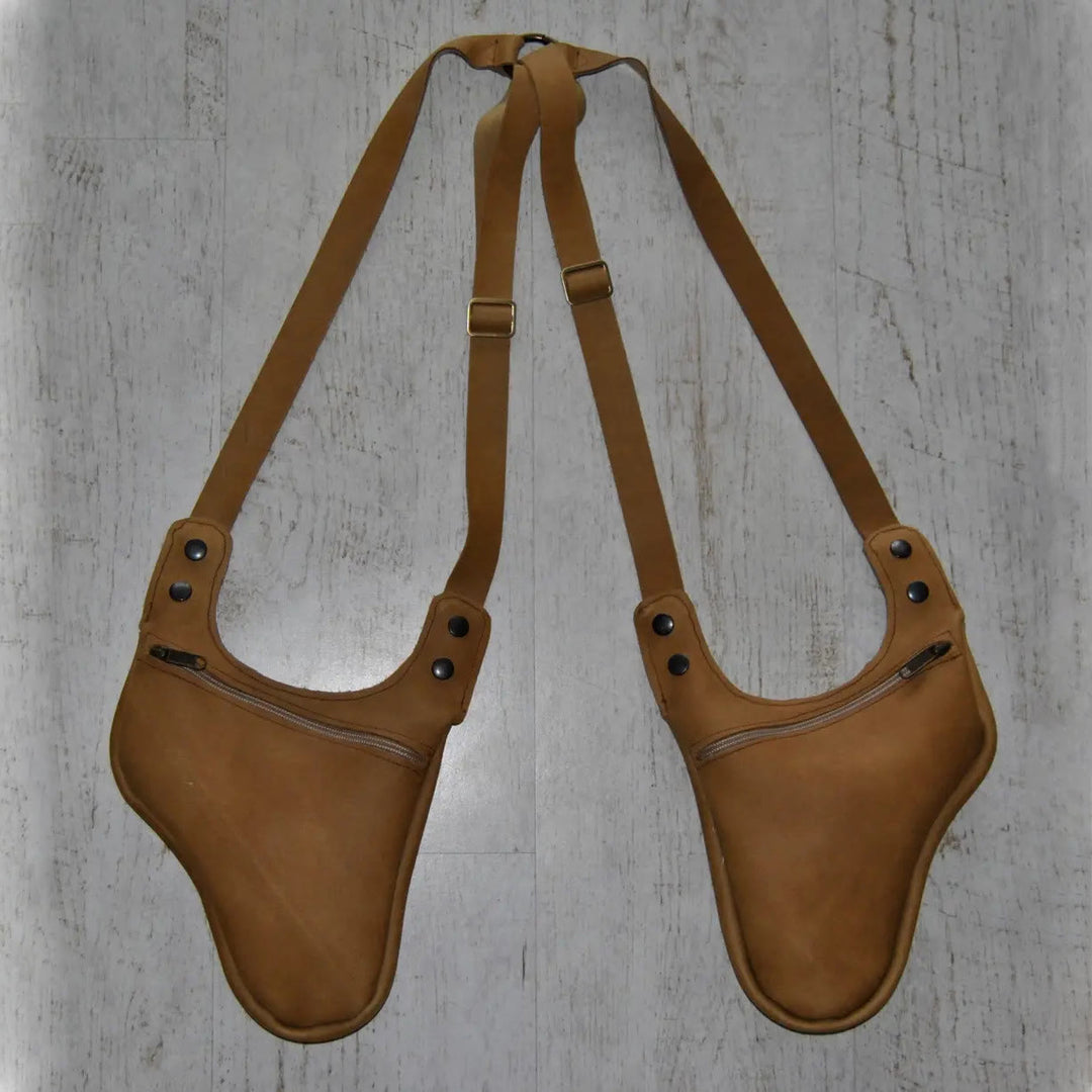Sac à bandoulière rétro pour homme avec bandoulière réglable et fermeture éclair sous les bras - Brun clair - image 5