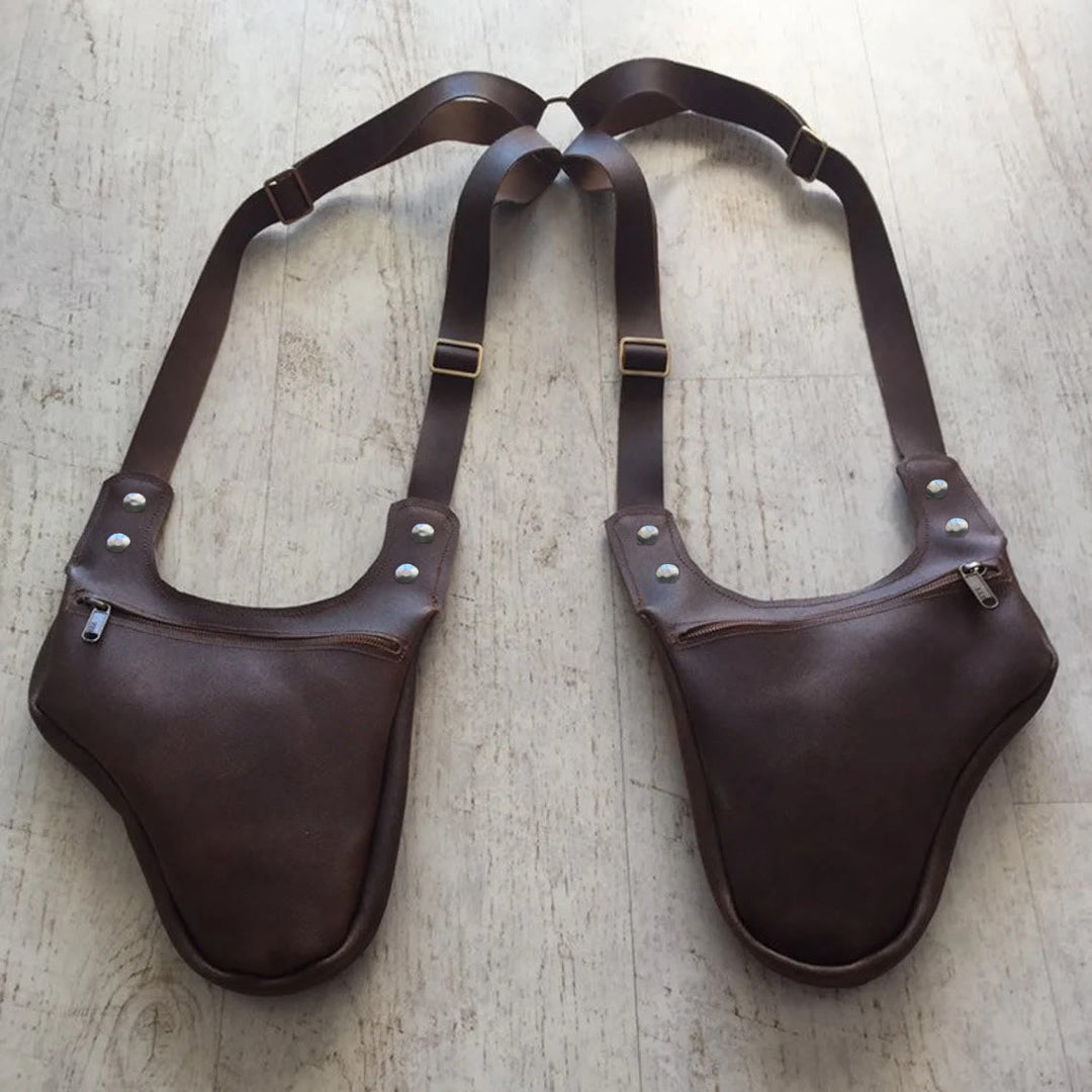 Sac à bandoulière rétro pour homme avec bandoulière réglable et fermeture éclair sous les bras - Café - image 4