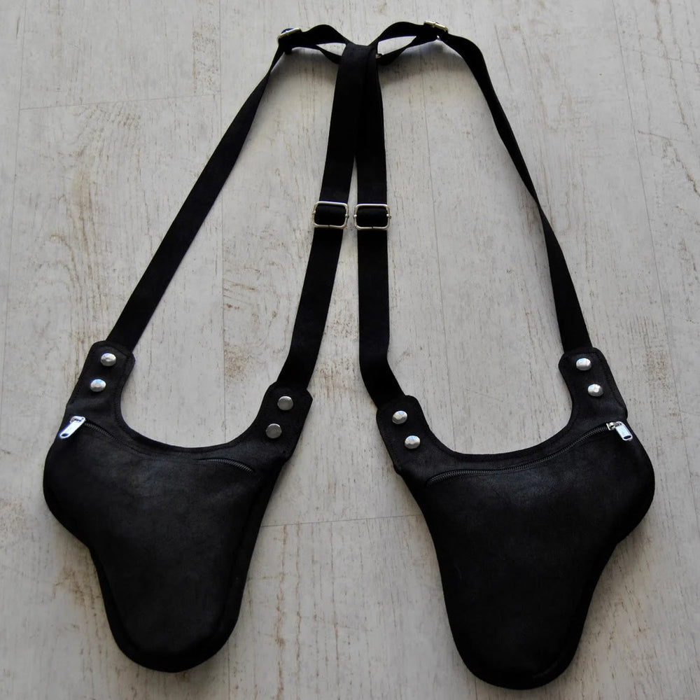 Sac à bandoulière rétro pour homme avec bandoulière réglable et fermeture éclair sous les bras - Noir - image 2