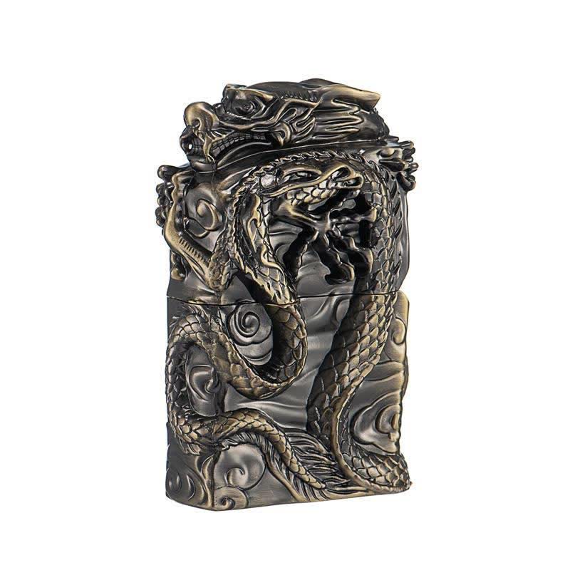 Briquet à pétrole rechargeable Dragon en relief de la collection rétro - Bronze - image 6