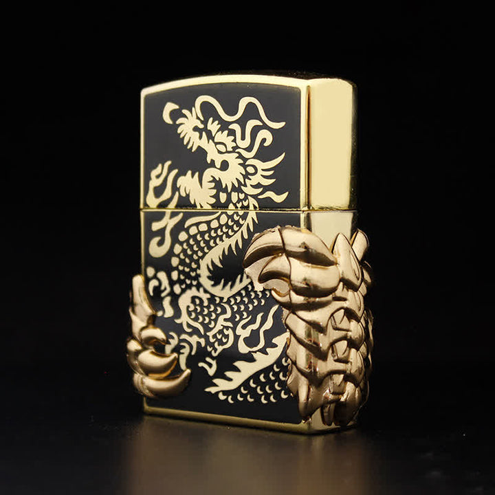 Briquet au butane rechargeable style antique en forme de griffe de dragon - image 3