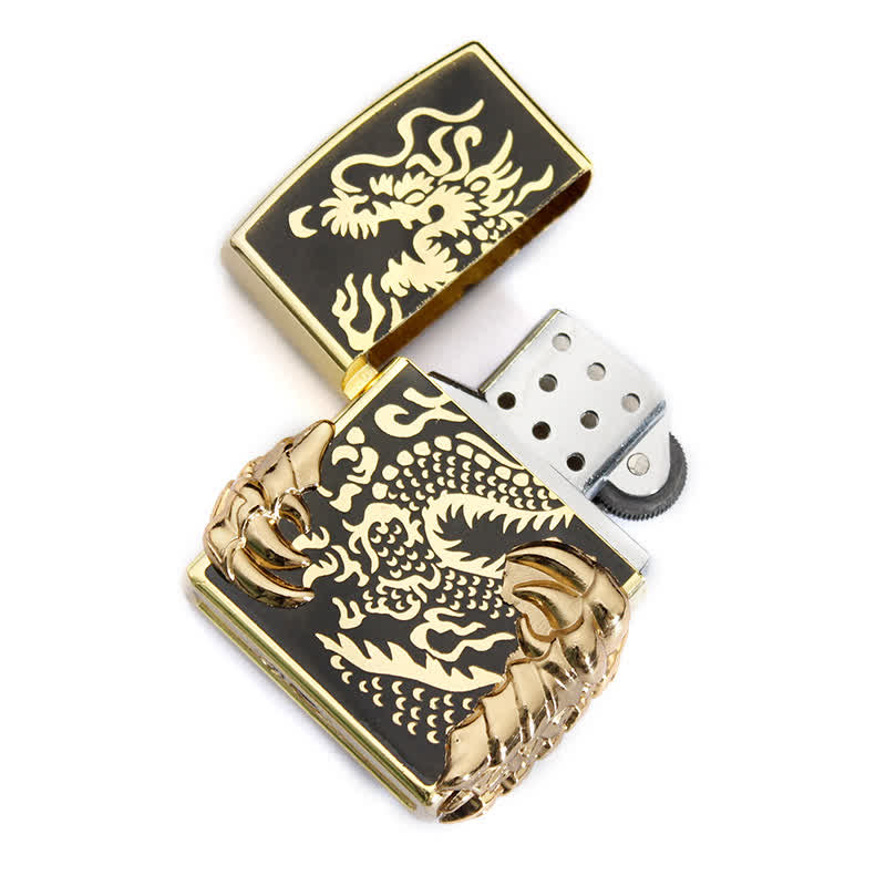 Briquet au butane rechargeable style antique en forme de griffe de dragon - image 4