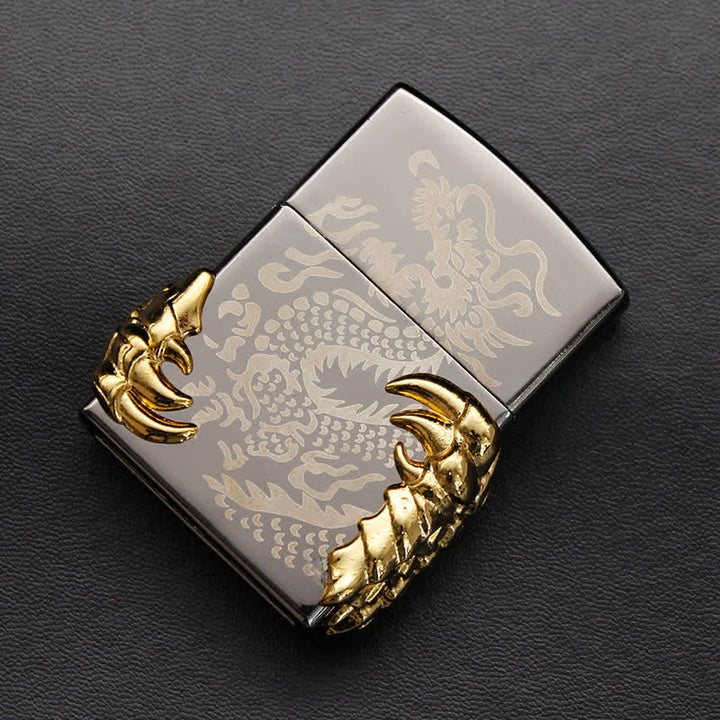 Briquet au butane rechargeable style antique en forme de griffe de dragon - Gris - image 5