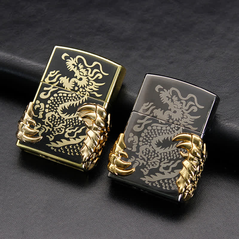Briquet au butane rechargeable style antique en forme de griffe de dragon - image 2
