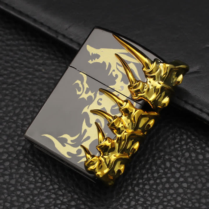 Briquet au butane rechargeable en relief avec motif de dragon stéréoscopique - image 3