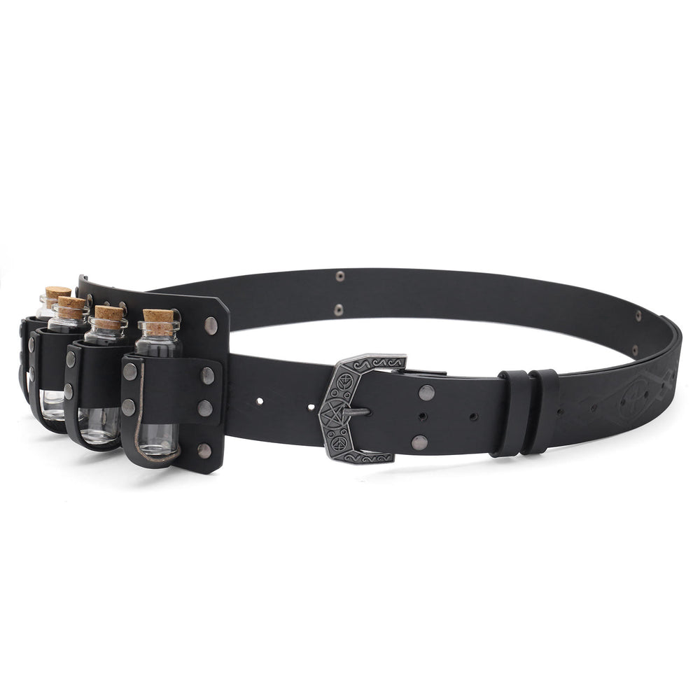 Accessoire de cosplay d'Halloween, ceinture viking avec quatre bouteilles d'alchimie - Noir - image 2
