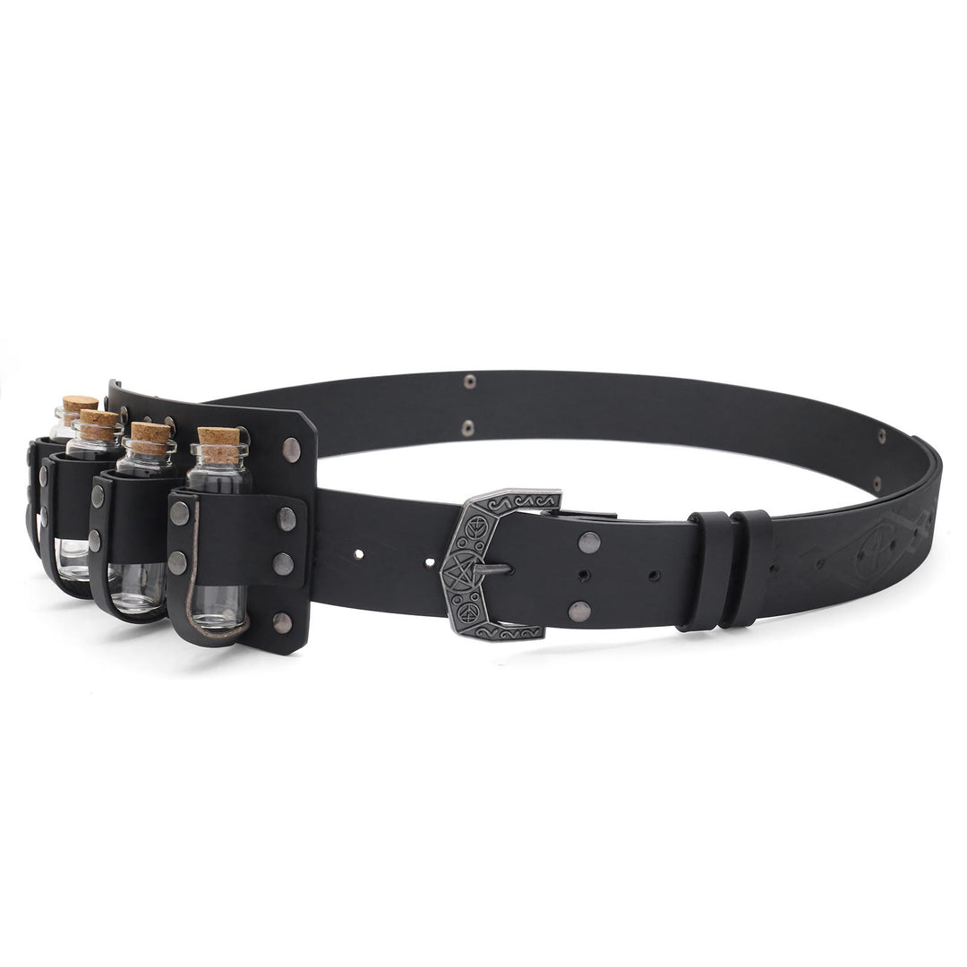 Accessoire de cosplay d'Halloween, ceinture viking avec quatre bouteilles d'alchimie - Noir - image 2
