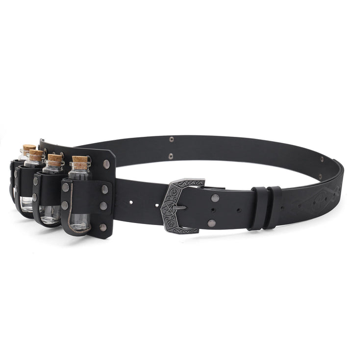 Accessoire de cosplay d'Halloween, ceinture viking avec quatre bouteilles d'alchimie - Noir - image 2