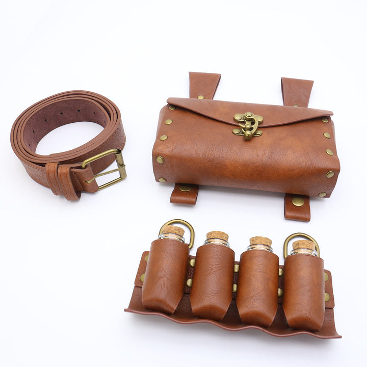Lot de 3 ceintures vikings pour Halloween, accessoires de cosplay, bouteille magique - Brun - image 3