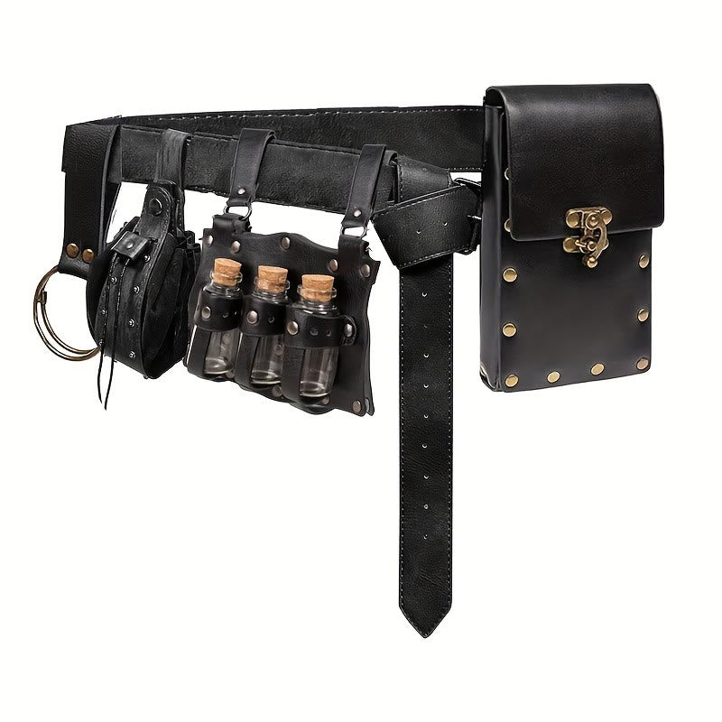 Ensemble de ceinture et portefeuille pour bouteille magique pour Halloween Cosplay - 5 pièces - Noir - image 3