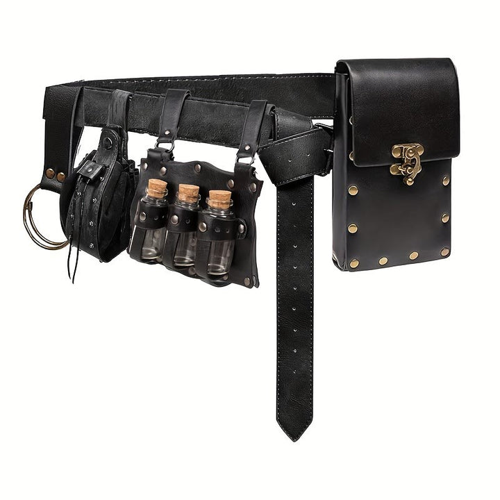Ensemble de ceinture et portefeuille pour bouteille magique pour Halloween Cosplay - 5 pièces - Noir - image 3