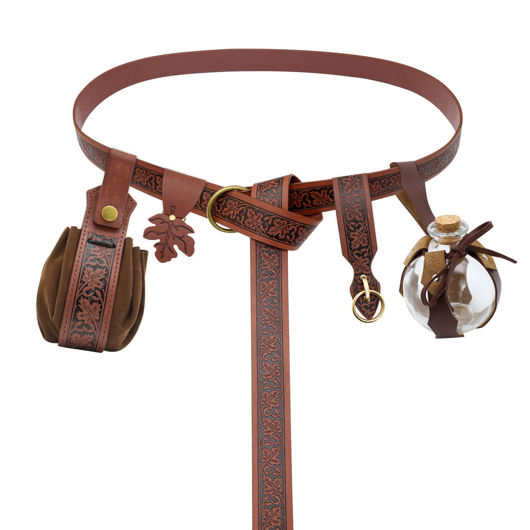 Ensemble de ceinture viking en relief avec motif feuille d'érable pour costume de cosplay d'Halloween - 5 pièces - image 1