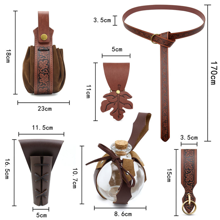 Ensemble de ceinture viking en relief avec motif feuille d'érable pour costume de cosplay d'Halloween - image 8