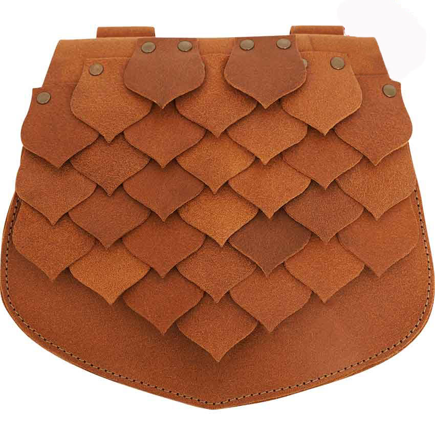 Sac ceinture viking de grande capacité de style médiéval en écailles de poisson - Brun jaunâtre - image 4