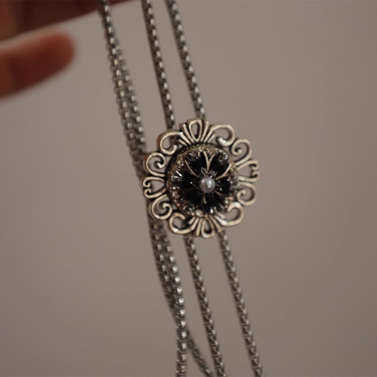 Cravate bolo ronde exquise en dentelle imitation perle avec pendentif - image 3