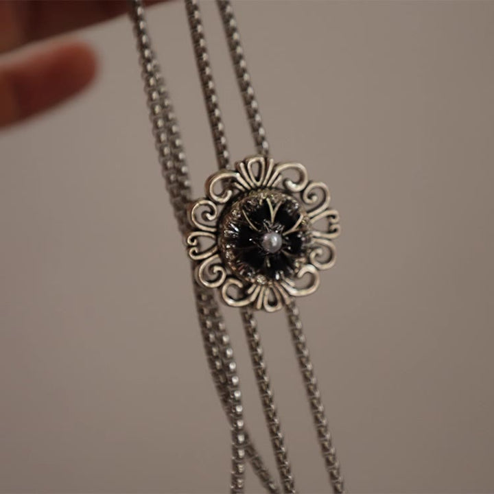 Cravate bolo ronde exquise en dentelle imitation perle avec pendentif - image 3