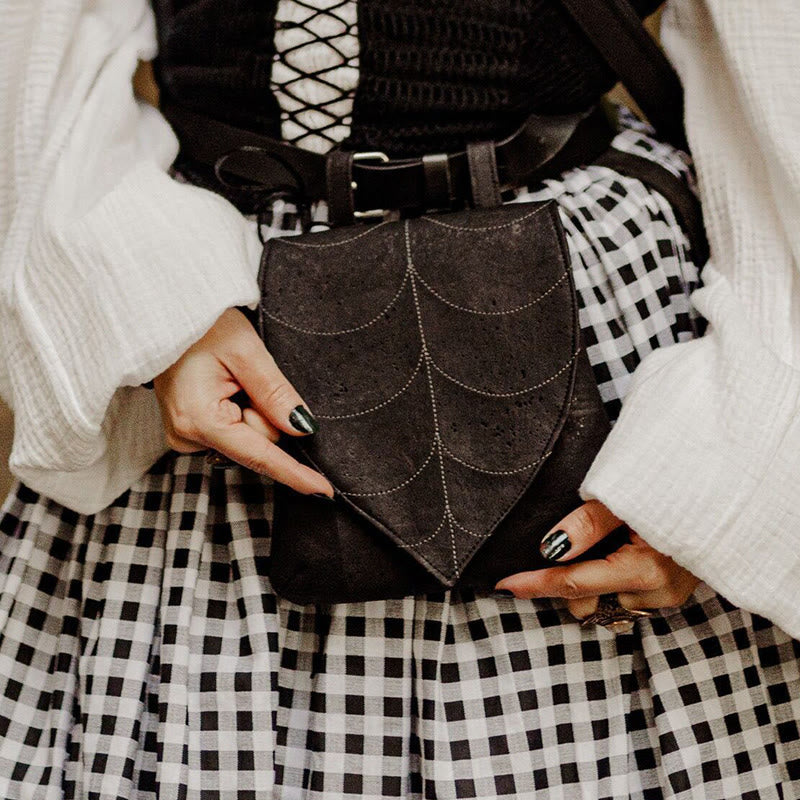 Sac ceinture Viking rétro Halloween en forme de feuille pour femme - Noir - image 1