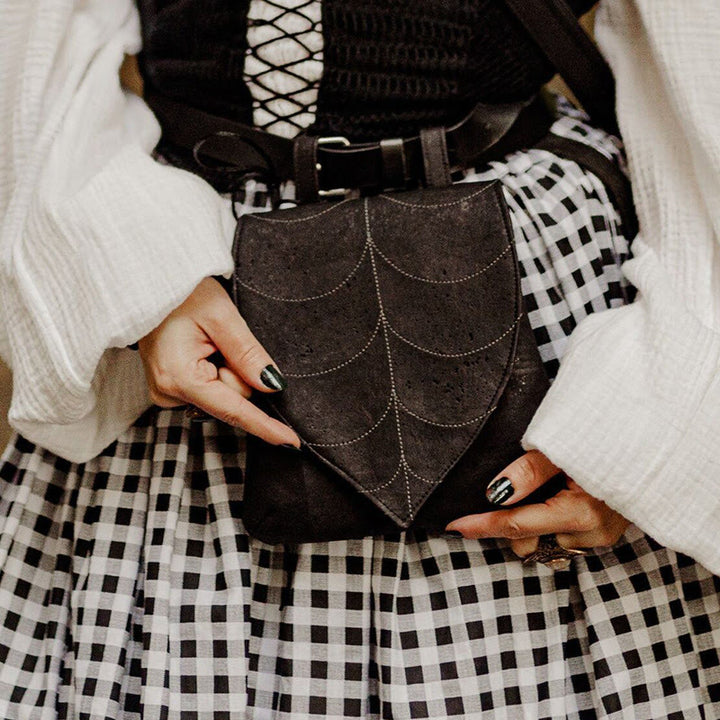 Sac ceinture Viking rétro Halloween en forme de feuille pour femme - Noir - image 1