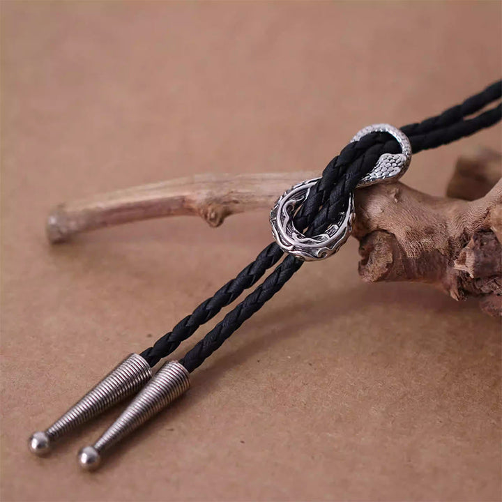 Cravate bolo serpent vintage argentée, accessoires pour couple - image 3