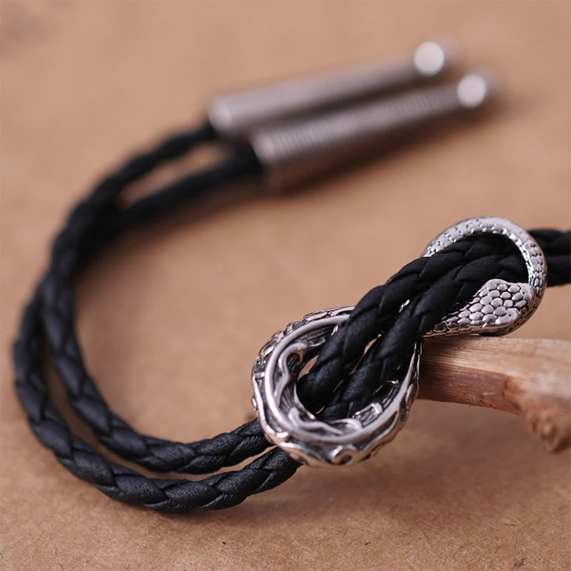 Cravate bolo serpent vintage argentée, accessoires pour couple - image 4