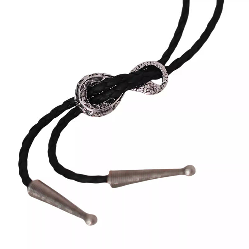 Cravate bolo serpent vintage argentée, accessoires pour couple - image 5