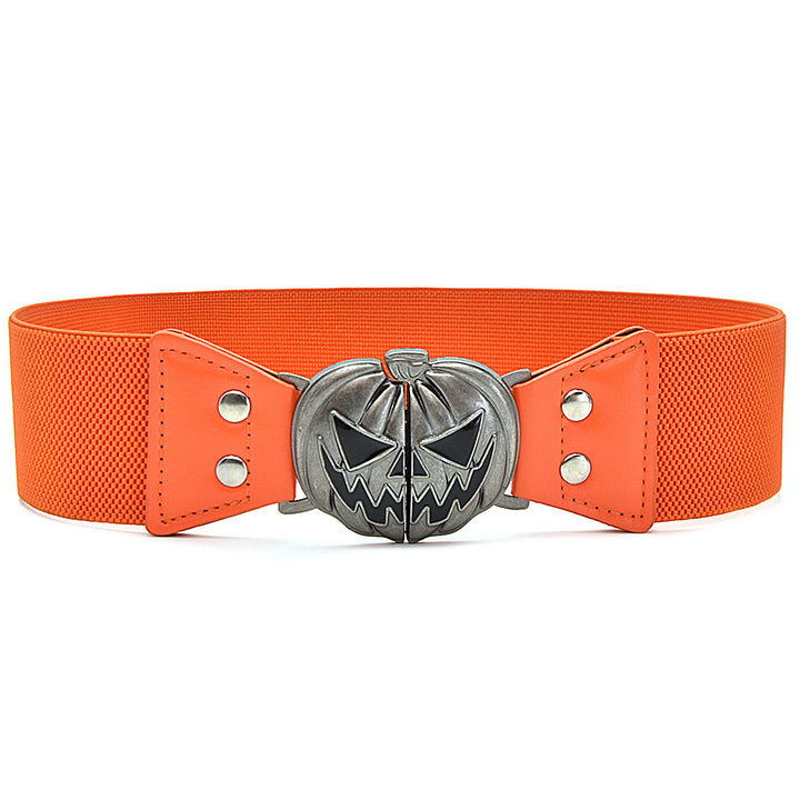 Ceinture corset pour femme à motif tête de citrouille d'Halloween - Orange - 48" - image 4