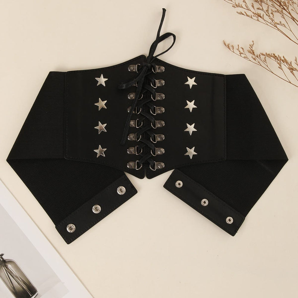 Ceinture corset noire rétro pour femme, accessoire de cosplay, style étoile - Noir - image 1