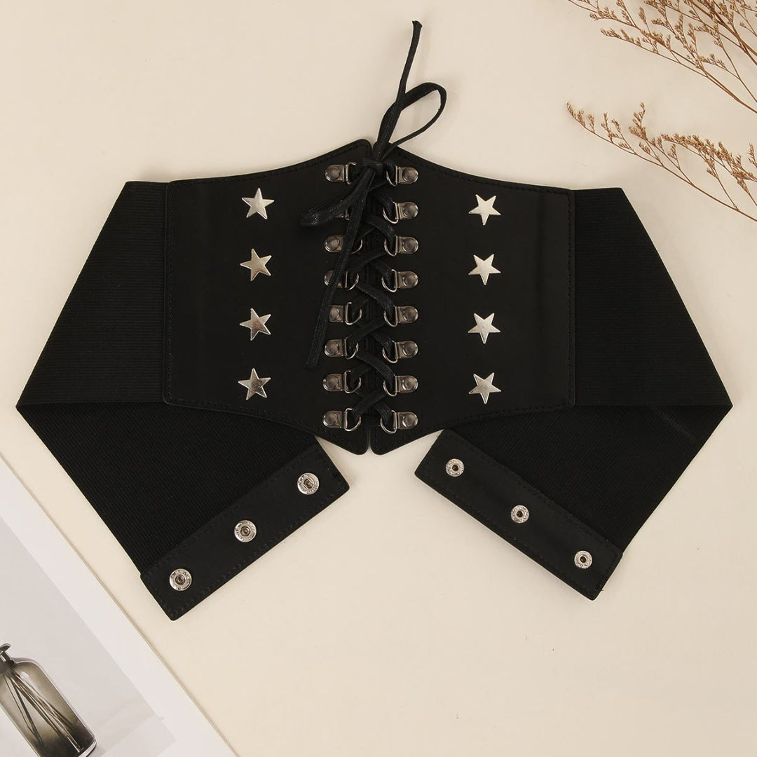 Ceinture corset noire rétro pour femme, accessoire de cosplay, style étoile - Noir - image 1