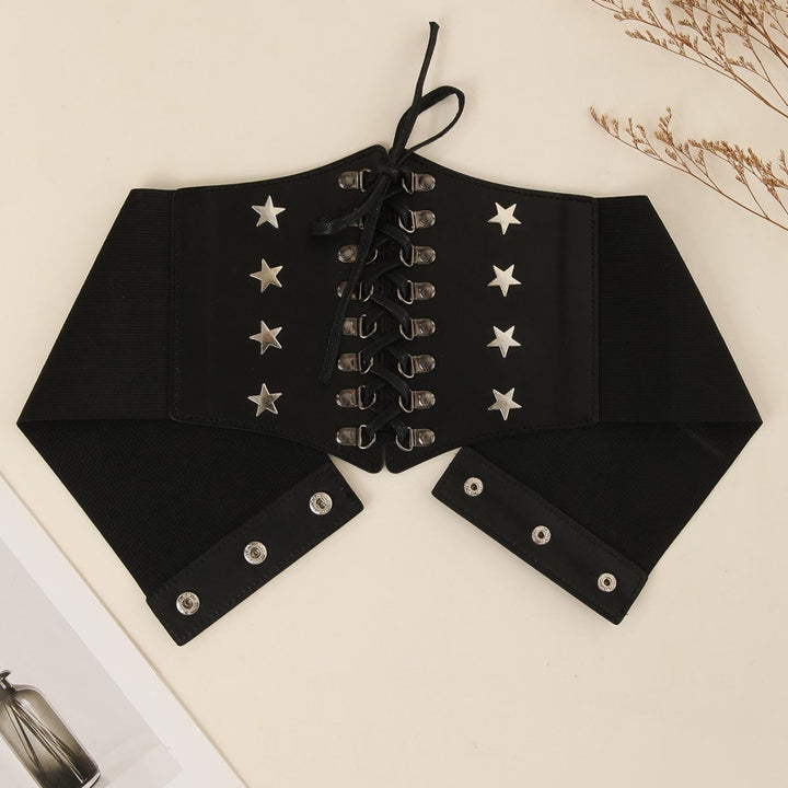 Ceinture corset noire rétro pour femme, accessoire de cosplay, style étoile - Noir - image 1