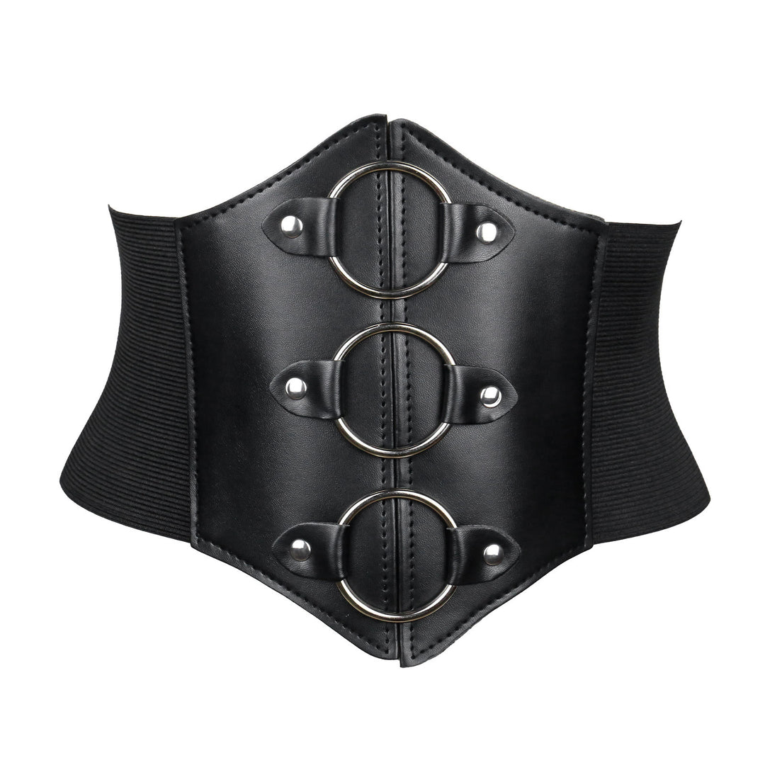Ceinture corset noire élégante à boucle et sangle pour femme - Boucle circulaire - image 4