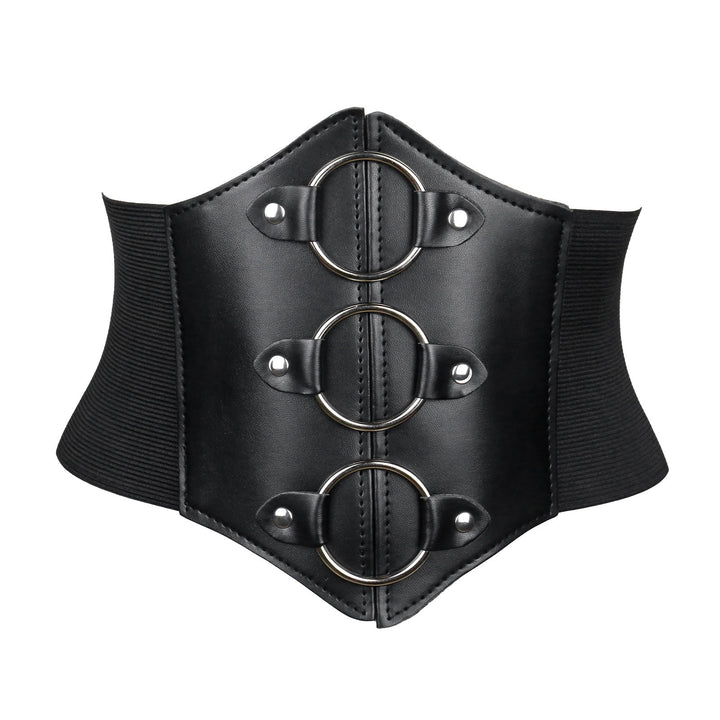 Ceinture corset noire élégante à boucle et sangle pour femme - Boucle circulaire - image 4