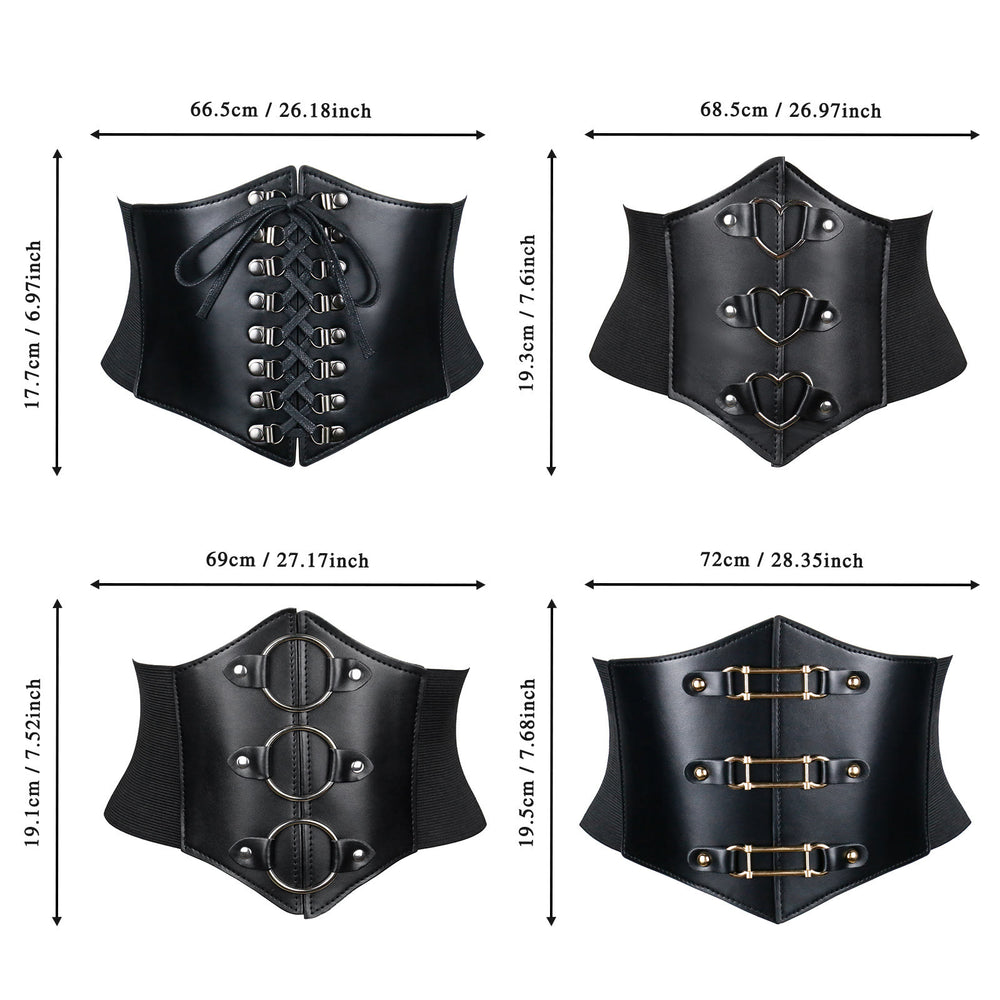 Ceinture corset noire élégante à boucle et sangle pour femme - image 1