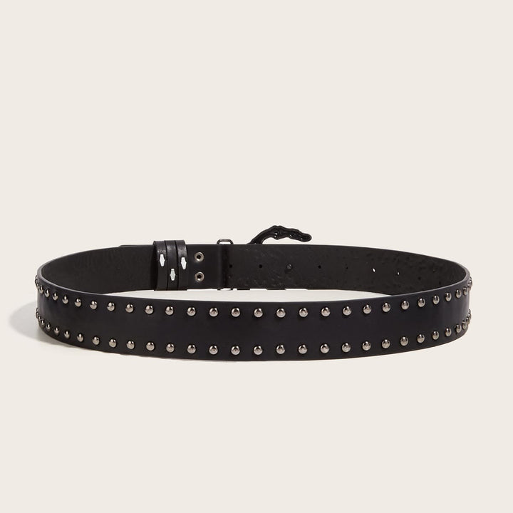 Ceinture à rivets noire punk Halloween avec motif main de squelette - image 2