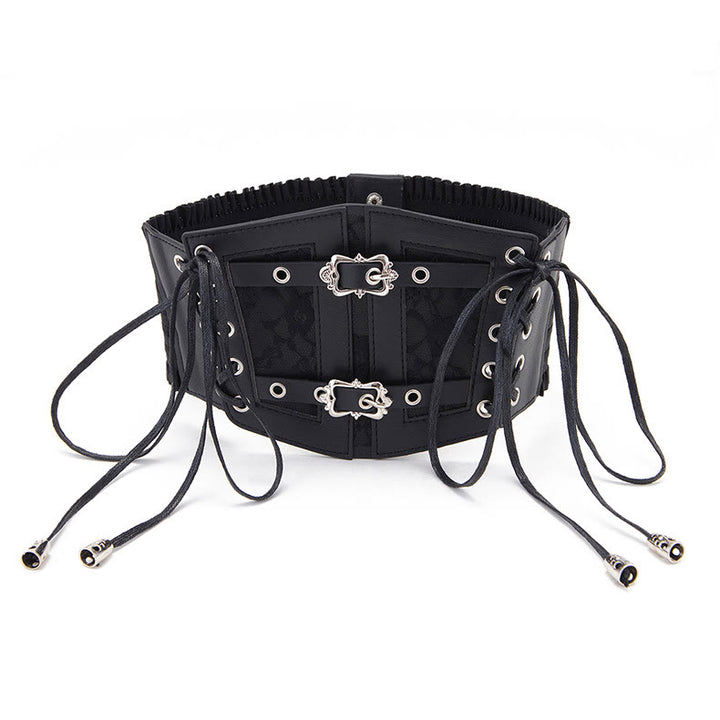 Ceinture corset rétro en dentelle avec boucle en métal pour femme - image 3