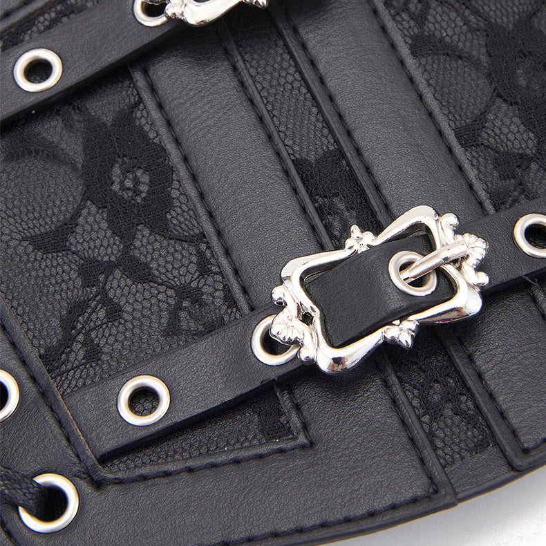 Ceinture corset rétro en dentelle avec boucle en métal pour femme - image 2