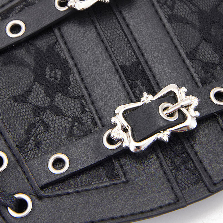 Ceinture corset rétro en dentelle avec boucle en métal pour femme - image 2