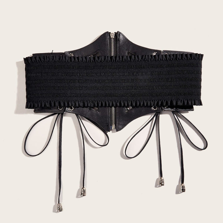Ceinture corset noire tendance en maille avec fermeture éclair pour femme - image 2