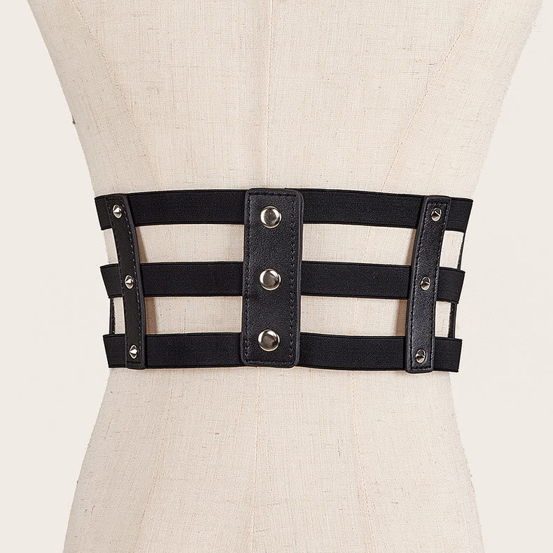 Ceinture corset pour femme créative à trois rangées de boucles de style punk - image 1