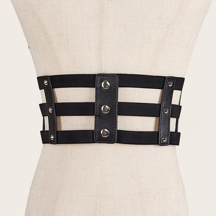 Ceinture corset pour femme créative à trois rangées de boucles de style punk - image 1