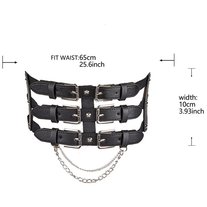 Ceinture corset pour femme créative à trois rangées de boucles de style punk - image 3