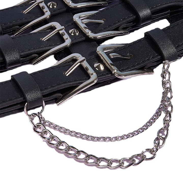 Ceinture corset pour femme créative à trois rangées de boucles de style punk - image 2