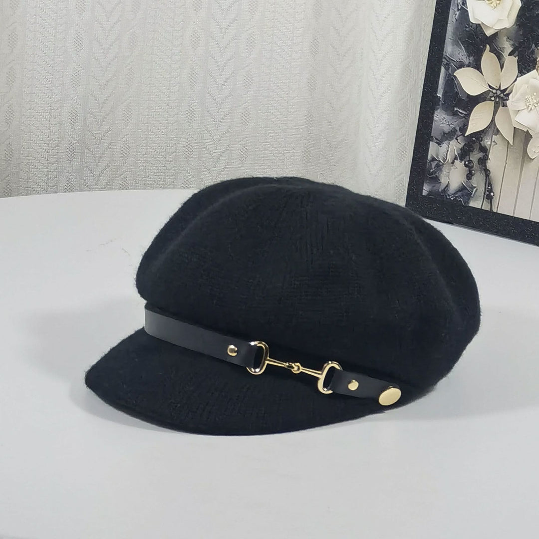 Béret tricoté de style rétro britannique pour femme - Noir - Réglable (22"-23 1/4") - image 3